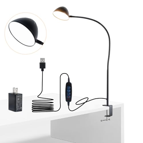 Long Gooseneck Clamp Lamp, Clip Desk Lamp with Clamp, 10W, 1100 LMS, 3 Color Modes, 10 Brightness Levels, 31 Inches Long Flaxible Gooseneck, Perfect for Craft, Reading, Home, Office - size: Large