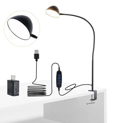 Long Gooseneck Clamp Lamp, Clip Desk Lamp with Clamp, 10W, 1100 LMS, 3 Color Modes, 10 Brightness Levels, 31 Inches Long Flaxible Gooseneck, Perfect for Craft, Reading, Home, Office - size: Large