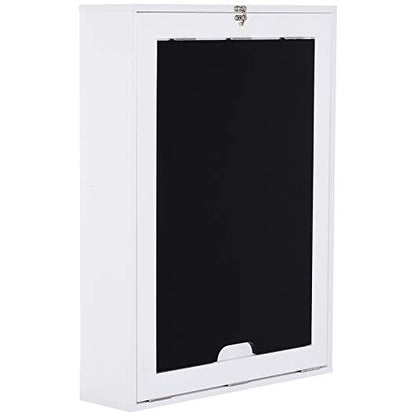 HOMCOM Wall Mounted Foldable Desk Blackboard 23.5" x 34.75" x 57.75" White | Fold Out Convertible Floating Desk, with Shelves