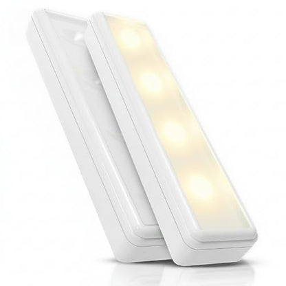 Pack of 2 Wireless LED Stick on Lights Battery Operated Under Cabinet Lighting - 8.5 Inches Long - 65 Lumens Push Light for Kitchen, Closet, and Countertops - size: 2 pack, style: Tap Control