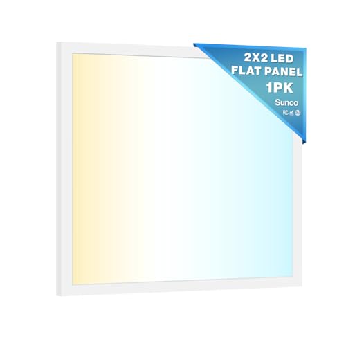 Sunco 2x2 LED Flat Panel Light, Dual Selectable CCT 4000K/5000K/6000K & Selectable Wattage 30W/35W/40W, 5200 Lumens, Dimmable 0-10V, Back-Lit Troffer Replacement Light Fixture ETL - size: 2x2