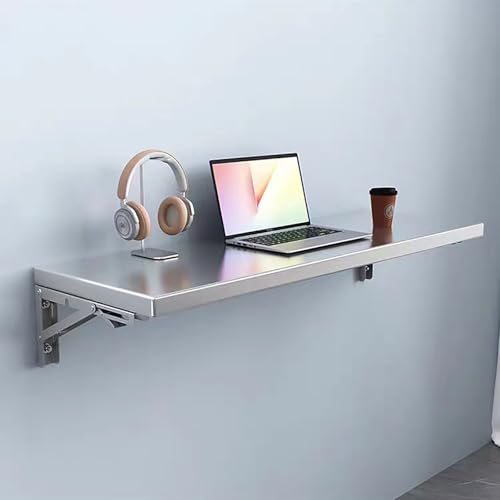 304 Stainless Steel Wall-Mounted Folding Table, Laundry Fold Down Table, Folding Wall Desk for Office Kitchen, Save Space for Room, Storage W 15.7"-47.2", H11.8/15.7"(40x30cm/15.7x11.8in) - size: 40x30cm/15.7x11.8in