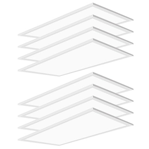 2x4 LED Flat Panel Light,8 Pack 7800 LM Drop Ceiling Office Light Fixture,5000K Commercial Lights,0-10V Dimmable, 2x4 Recessed Edge-Lit Troffer Fixture for Office Kitchen,ETL Listed - size: 8pack-2x4 led panel light
