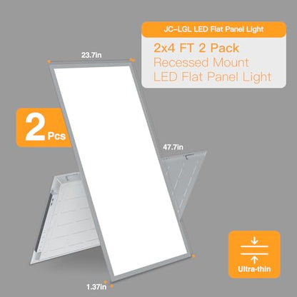 2x4 LED Flat Panel Light,Selectable 5CCT,0-10V Dimmable,9360LM,2Pack - size: 2x4FT-2pack