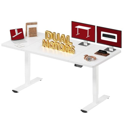SANODESK Dual Motor 79''x 32'' Large Height Adjustable Standing Desk - color: White Frame+ White Top, size: 79x32