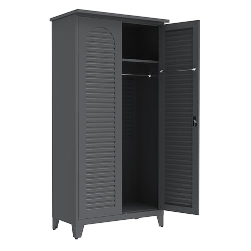 KEIKI 73'' H Metal Tool Storage Cabinet, Garage Storage Cabinet with Doors & Adjustable Shelves & Ample Storage Space for Garage, Home, Office, Utility Room