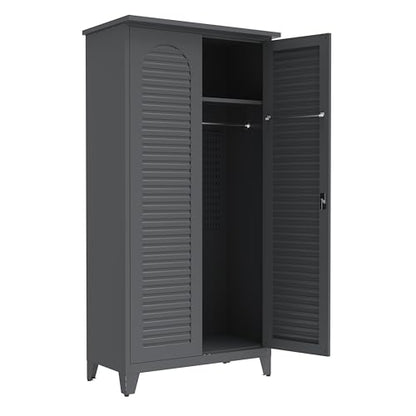 KEIKI 73'' H Metal Tool Storage Cabinet, Garage Storage Cabinet with Doors & Adjustable Shelves & Ample Storage Space for Garage, Home, Office, Utility Room