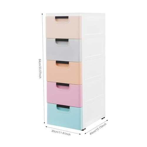 Narrow Storage Cabinet, Slim Drawer Organizer, 5 Drawer Storage Cabinet, Plastic Storage Tower With Wheels, Space Saving Organizer For Bedroom Closet Bathroom Kitchen Office, Stackable Design