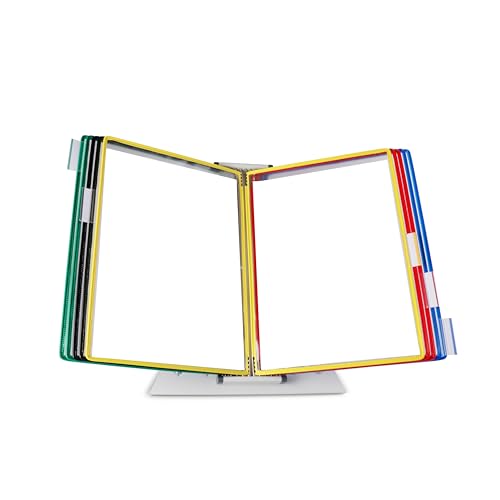 Tarifold Desktop Reference Organizer & Display System, 10 Double-Sided Pockets, 20 Sheet Capacity, Expandable, Durable Steel Wire Frames, Letter Size, Made in France, Assorted Colors - color: Assorted Colors (Blue, Red, Yellow, Green, Black), size: 10 Poc