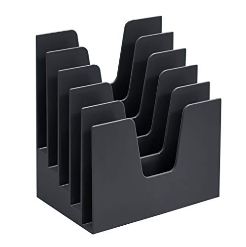 Acrimet 5 Section Incline File Sorter Organizer, Desktop Mail Holder, Black | Durable Plastic, Space-saving Design, Easy Document Access, Ideal for Office, Home and School Use - color: Black