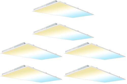 kadision 2x4 LED Flat Panel Light 5000K/4000K/3500K, 60W 50W 40W 30W 25W Adjustable, 6600LM 0-10V Dimmable Drop Ceiling Lights, 100-277V ETL-Listed, 6-Pack - size: 2x4ft, 6-Pack