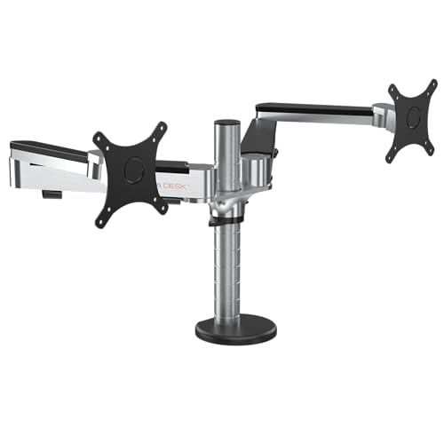 OmniView Dual Monitor Stand - Height Adjustable Arms for 24"-27" Screens - Desk Mount with 360° Rotation - VESA Compatible - Each Arm Supports up to 15lbs | Black - size: Dual Arms