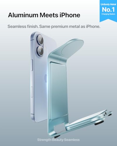 Intoval Aluminum 3 in 1 Wireless Charging Station for iPhone 17 16 15 14 13 12 11 Pro Max XR, Wireless Charger for Apple Watch 11 10 9 8 7 Ultra SE 3 2, Phone Charger for AirPods 4 Pro 2 3 (Blue) - color: Blue