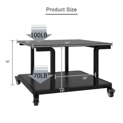 Natwind 2 Tier Laser Printer Stand,24''x20'' Under Desk Printer Cart, Black - color: Black