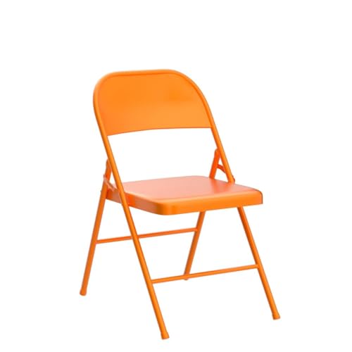 VECELO Metal Frame Steel Folding Mounted Chairs with Triple Braced & Double Hinged Back for Home Office,350-Pound Capacity,Orange, Pack of 4 - color: True Orange