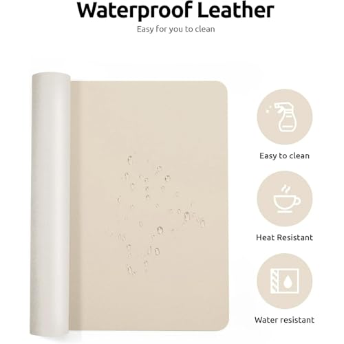 Desk Pad, Leather Non-Slip Laptop Computer Desk Keyboard Mat, Table Protector Blotter Mat, Large Mouse Pad (24" x 12")-Creamy White - color: Creamy White