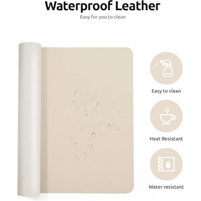 Desk Pad, Leather Non-Slip Laptop Computer Desk Keyboard Mat, Table Protector Blotter Mat, Large Mouse Pad (24" x 12")-Creamy White - color: Creamy White