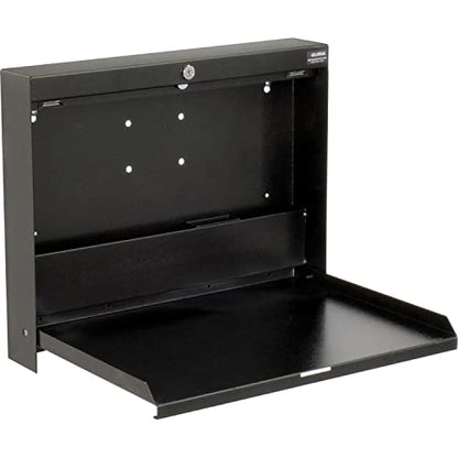 Global Industrial Wall Mounted Fold Down Shop Desk with keyed Lock, Black