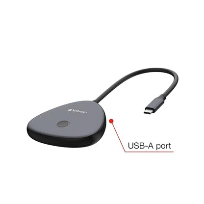 Verbatim Share My Screen Video Extender 4K USB-C Wireless HDMI Transmitter and Receiver Display Adapter with USB Hub and Card Reader - style: 4K