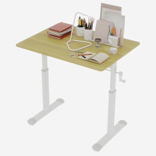 31" Height Adjustable Study Desk Ergonomic Compact, Wood | Manual Standing|Mobile Foldable|Home Office|Kids Adults|Small Gaming|Bedroom Livingroom Minimalist|Walking Pad Ready - color: 31"+wood