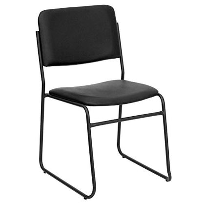 Flash Furniture 5 Pack HERCULES Series 500 lb. Capacity High Density Black Vinyl Stacking Chair with Sled Base | Sled Base, Vinyl Upholstery, 500 LBS. Weight Capacity - color: Black Vinyl/Black Frame, size: Set of 5
