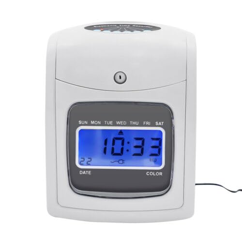 YIYIBYUS Time Clocks for Employees Small Business, Punch Time Clock Machine up to 50 Employees LCD Display Ringing Alert Employee Attendance Time Clock with 50 Cards