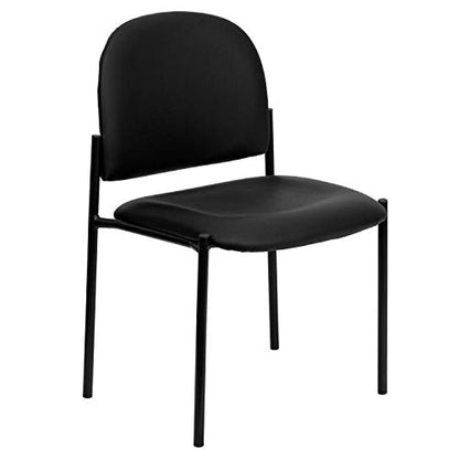 EMMA + OLIVER Black Vinyl Stackable Steel Side Reception Chair - color: Black Vinyl