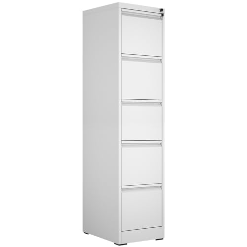 Metal File Cabinet with Drawer Heavy Duty Locking File Cabinets | Home Office Steel Filing Cabinet Vertical File Cabinets for Legal/Letter Size File,Assembly Required - color: White, size: 64.2"H-5 drawers