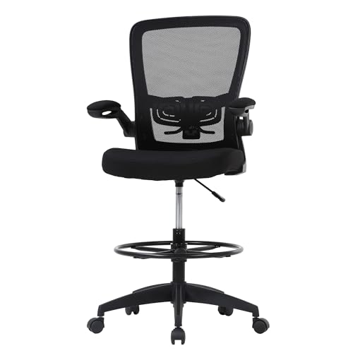 PayLessHere | Ergonomic Drafting Chair | Black | 220lbs Capacity - color: Black