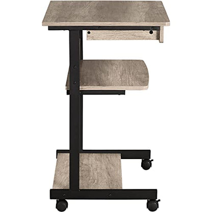 Yaheetech Tiny Mobile Computer Desk, 3-Tier Rolling Cart with Drawer, Gray - color: Grey