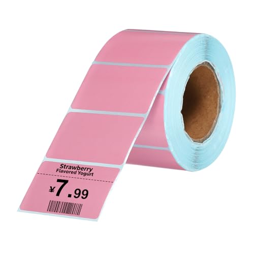 PATIKIL 800 Pcs Thermal Labels, 1.18x2 Inch Thermal Printer Labels Stickers Self Adhesive Tags Rectangle Paper Roll Small for Printer Shipping Label Mailing UPS Barcode Address, Pink - color: Pink, size: 30x50mm