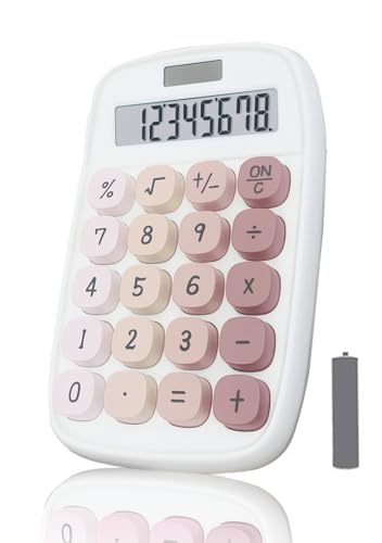 Cute Calculator, Clicky Calculator (Pink) | Large LCD Display 8 Digit Tilt Screen and Big Button for Teachers Students Basic Office - color: PinK
