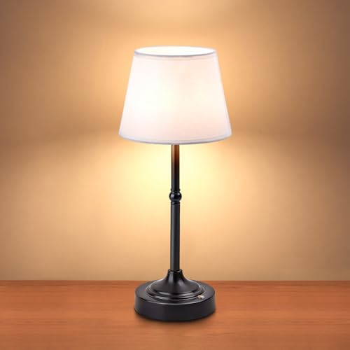LUTEC Cordless Table Lamp, Battery Operated Lamp with 3 Color Temps and Stepless Dimming, 5200mAh Portable Rechargeable Table Lamp for Restaurant/Bedroom/Bars/Outdoor (Black) - color: Black, size: 1 Pack