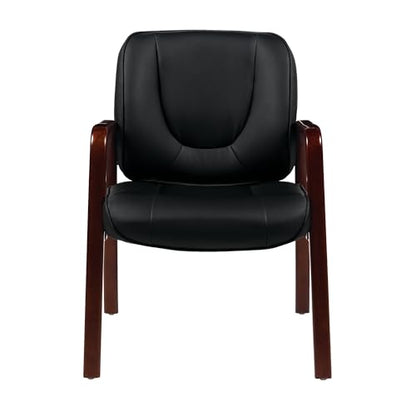 Offices To Go Luxhide Faux Leather Guest Chair, Black/Cordovan (OTG11770BCX)