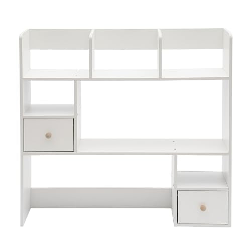 9 Compartments Desktop Bookshelf, White Home Office Desk Storage Organizer New