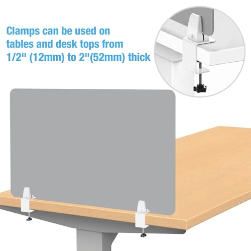 Desk Divider 4 Pcs Desk Privacy Panel 23.6''L x 15.8W'' Office Partitions Grey Acrylic Panel Pack of 4 Desk Divider Partition with Adjustable Universal Base - size: 23.6''L x 15.8W''