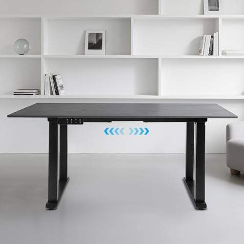 Electric 4-Leg Dual Motor Standing Desk Frame | Height Adjustable Standing Desk Frame | No Desktop | Anti-Collision Detection Stand Up Desk Frame Workstation | Black Frame Only