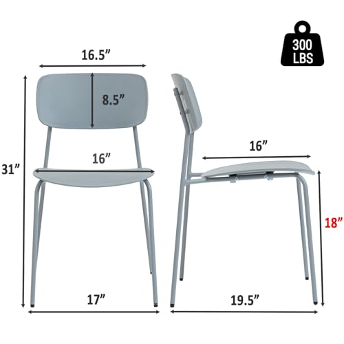 Sidanli Stacking Chairs Set of 4, Office Guest Chairs with Metal Legs, Stacking Office Chairs for Conference Reception Church Lobby, Capacity 300lbs, Gray - color: Grey