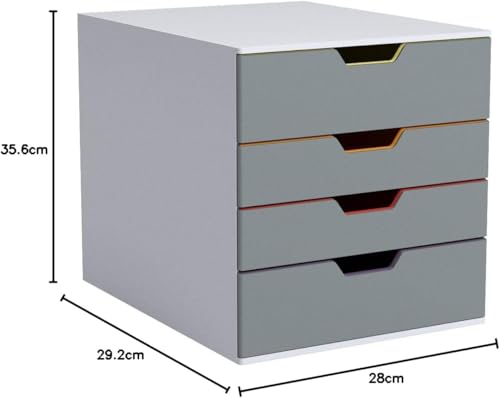 Durable Varicolor Drawer Organizer, 4 Color Coded Drawers, Gray - style: 4-Drawer