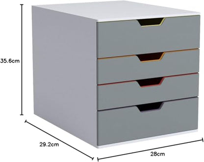 Durable Varicolor Drawer Organizer, 4 Color Coded Drawers, Gray - style: 4-Drawer