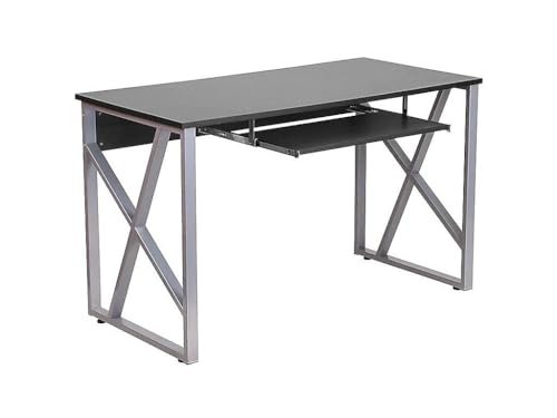 Flash Furniture Computer Desk with Pull-Out Keyboard Tray, Black | Cross-Brace Frame