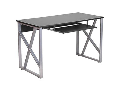 Flash Furniture Computer Desk with Pull-Out Keyboard Tray, Black | Cross-Brace Frame