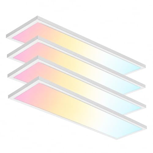 4 Pack 1x4 LED Flat Panel Light, 50W 6250LM Surface Mount Ceiling Fixture, 5CCT (3000K/3500K/4000K/5000K/6500K), 10-100% Triac Dimmable 120V for Kitchen, Garage, Office, Basement - size: 4 PACK