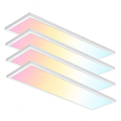 4 Pack 1x4 LED Flat Panel Light, 50W 6250LM Surface Mount Ceiling Fixture, 5CCT (3000K/3500K/4000K/5000K/6500K), 10-100% Triac Dimmable 120V for Kitchen, Garage, Office, Basement - size: 4 PACK