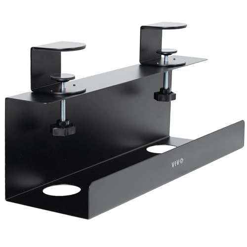 VIVO No Drill Clamp-on 17 inch Power Strip Cable Management Tray, Under Standing Desk Steel Cord Organizer, Black, DESK-CM6L-B - size: 17" (Pack of 1)