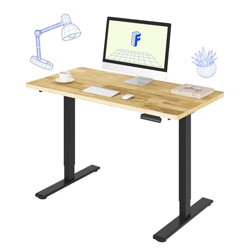 FLEXISPOT E3 Solid Wood Dual Motor Electric Standing Desk 48 x 24 Sit Stand Desk, Holds 220 lbs, Adjustable Height w/Memory Presets, Butcher Block Rubberwood Desktop & Black Frame, Ships in 2 Boxes - color: Black Frame+ Solid Wood Top, size: 48"x24" Whole
