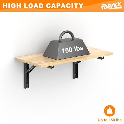 TORACK Heavy Duty Wall Mounted Folding Workbench, Collapsible Wall Table | Folding Wall Desk for Garage, Workshop, Holds up to 150 lbs, Size: 31.5 x 15.75 in - size: 31.5x15.75 inch