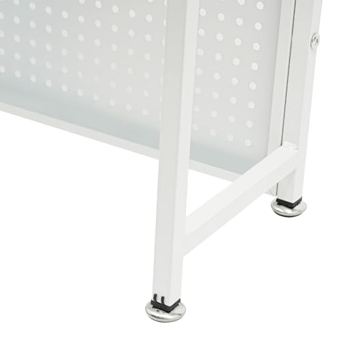 Desktop Hutch Bookshelf, 2-Tier Metal Desk Shelf Bookcase, Countertop Storage Organizer, Multipurpose Display Rack with Pegboard Hooks Screwdriver Set for Dorm Office Home (White, 29.53")