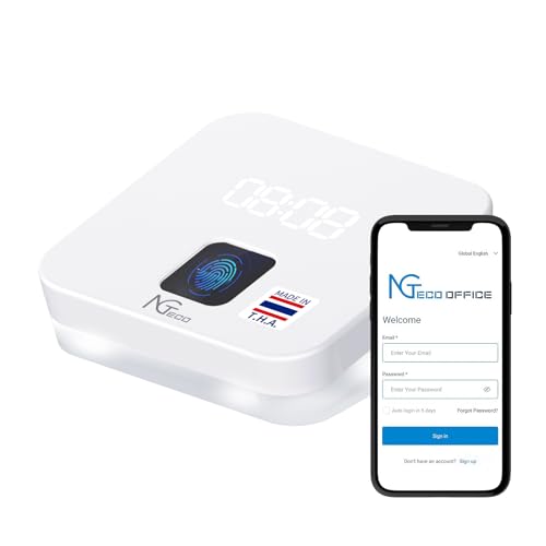 NGTeco Cloud Time Clock for Employees Small Business, Remote Control Fingerprint Time Clocks, Customization Rule Clock in Machine with Software ＆ iOS/Android App, 2.4G WiFi, No Monthly Fee