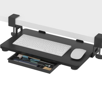 ETHU Small Keyboard Tray Under Desk with C-Clamp, 19.7x11.81", Black - color: Black